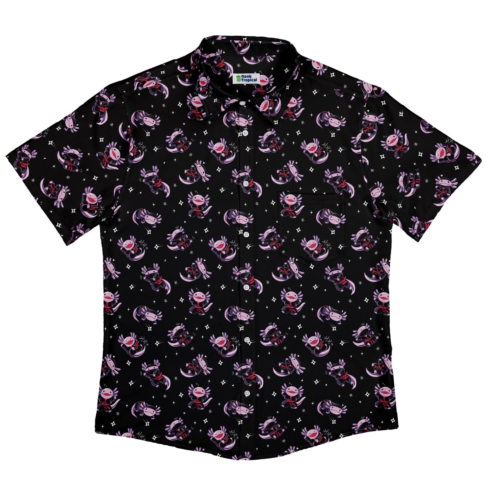 Axolotl Ninjas Button Up Shirt Geek Nerd 0925 adult sizing All Adult Button Up Shirts