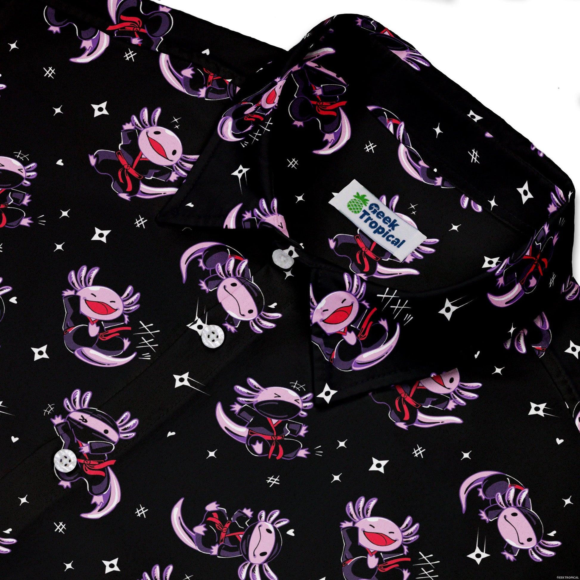 Axolotl Ninjas Button Up Shirt Geek Nerd 0925 adult sizing All Adult Button Up Shirts