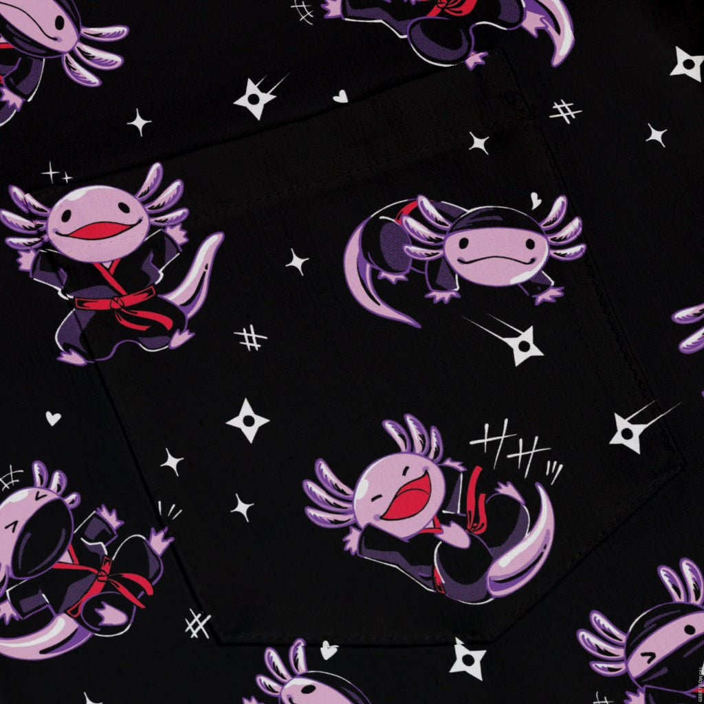Axolotl Ninjas Button Up Shirt Geek Nerd 0925 adult sizing All Adult Button Up Shirts