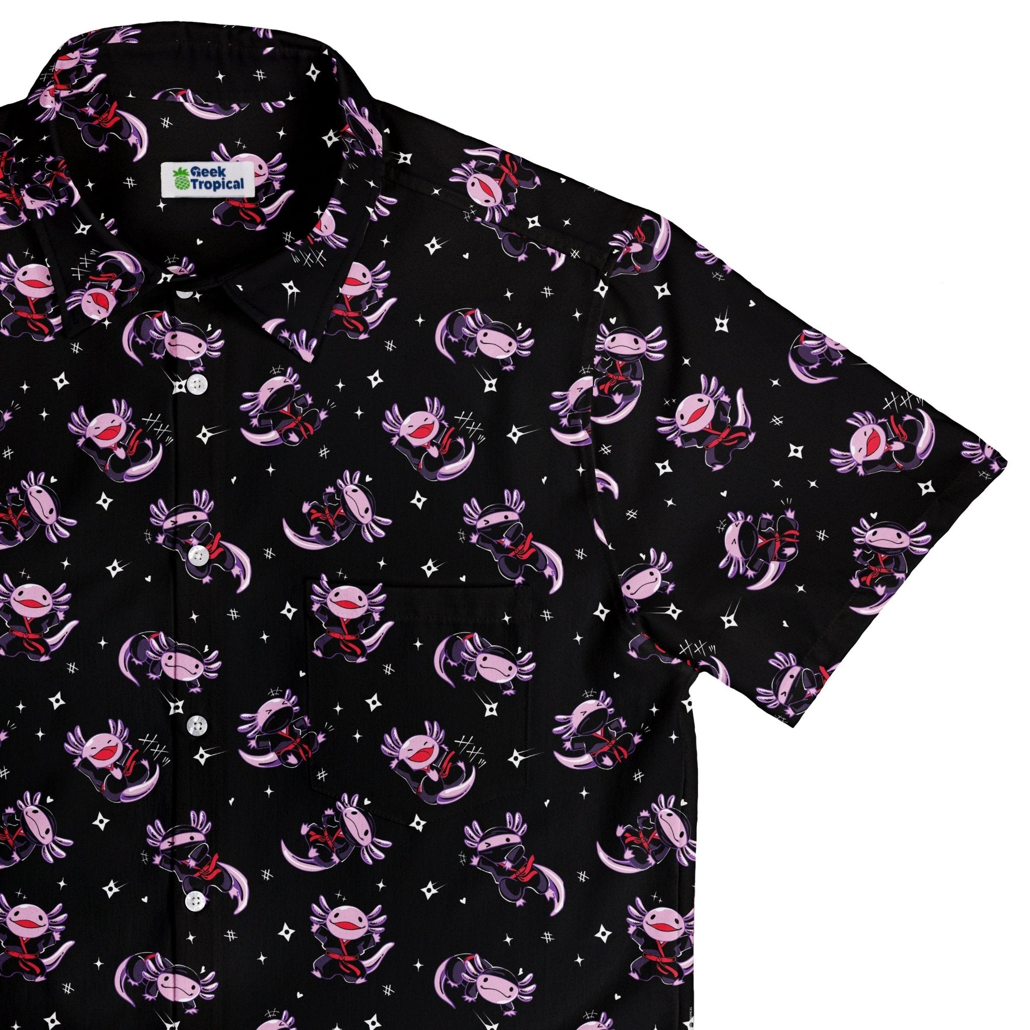 Axolotl Ninjas Button Up Shirt Geek Nerd 0925 adult sizing All Adult Button Up Shirts