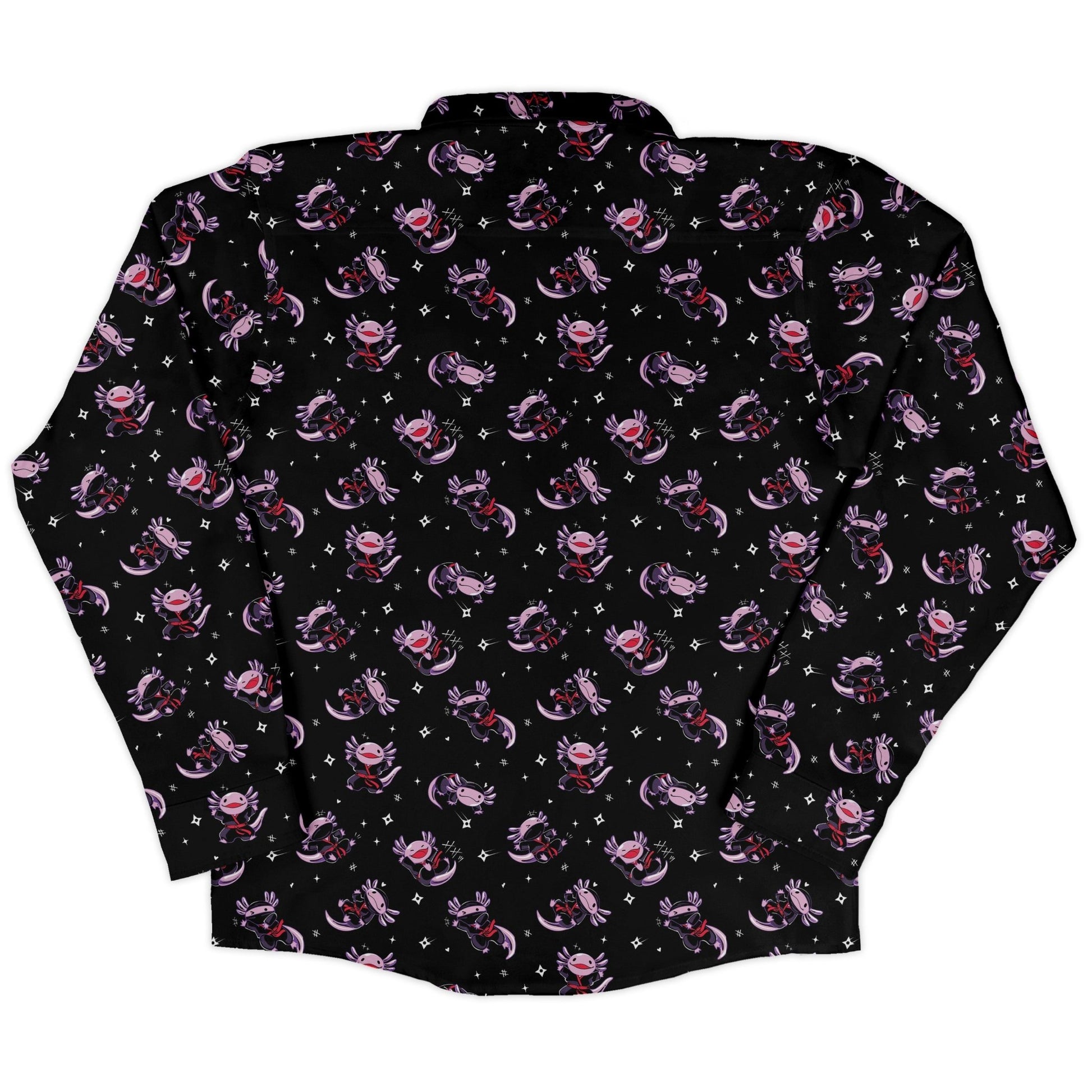 Axolotl Ninjas Long Sleeve Button Up Shirt Geek Nerd 0925 adult sizing All Adult Button Up Shirts