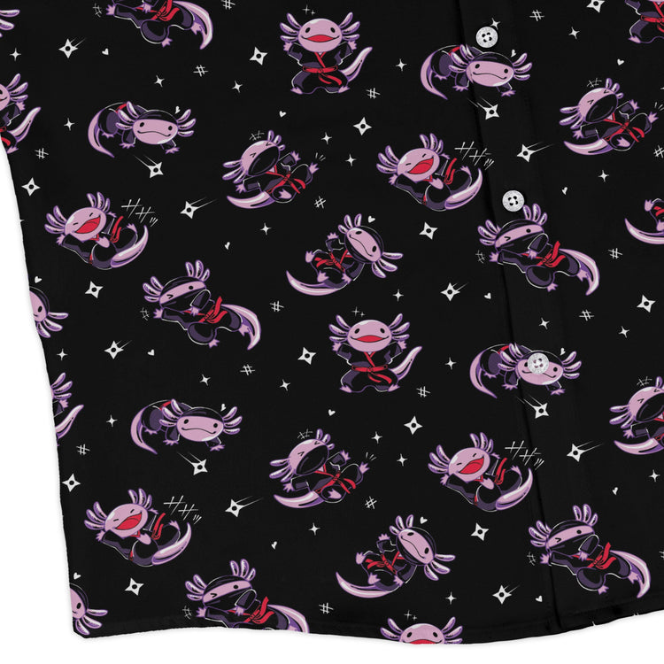 Axolotl Ninjas Long Sleeve Button Up Shirt Geek Nerd 0925 adult sizing All Adult Button Up Shirts