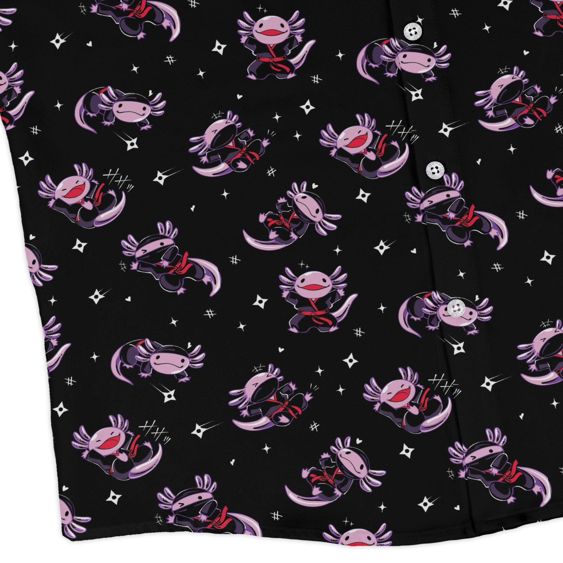 Axolotl Ninjas Long Sleeve Button Up Shirt Geek Nerd 0925 adult sizing All Adult Button Up Shirts
