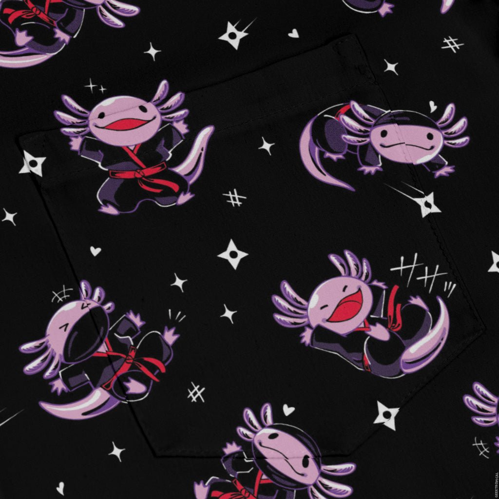 Axolotl Ninjas Long Sleeve Button Up Shirt Geek Nerd 0925 adult sizing All Adult Button Up Shirts