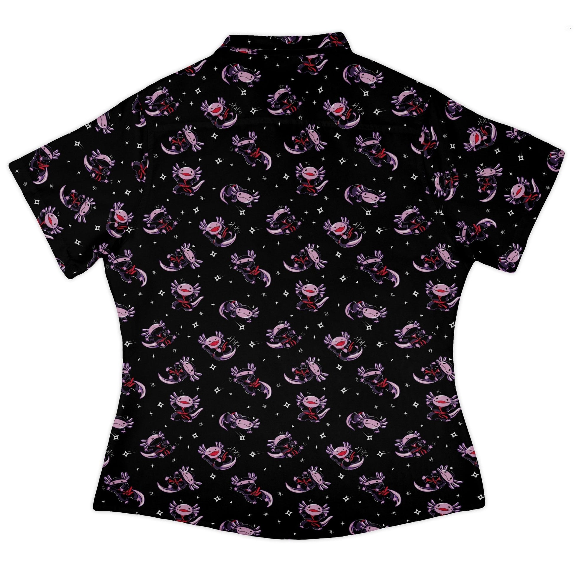 Axolotl Ninjas Curvy Button Up Shirt Geek Nerd 0925 All Adult Button Up Shirts Animal Patterns