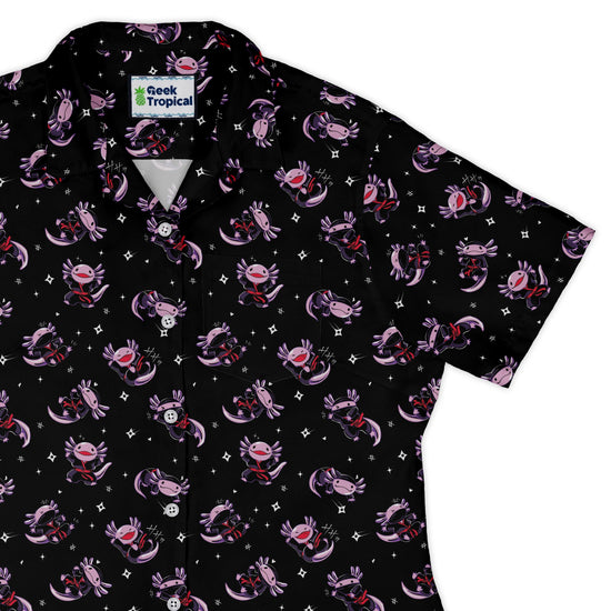 Axolotl Ninjas Curvy Button Up Shirt Geek Nerd 0925 All Adult Button Up Shirts Animal Patterns