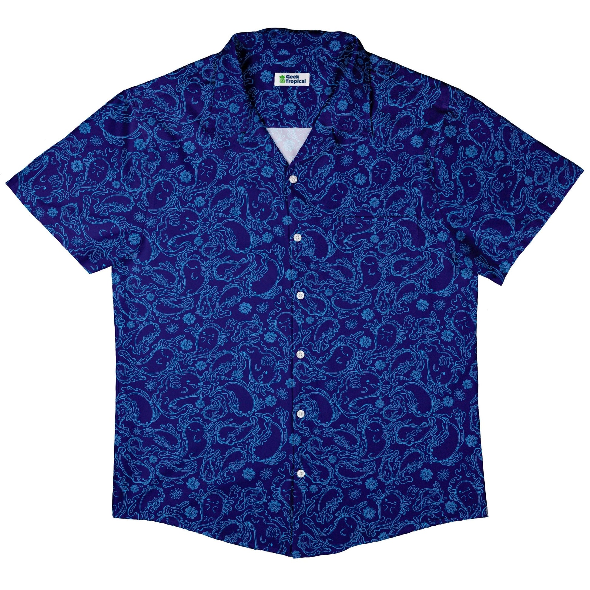 Axolotl Waterbending Salamanders Button Up Shirt - adult sizing - Anime - Design by Ardi Tong