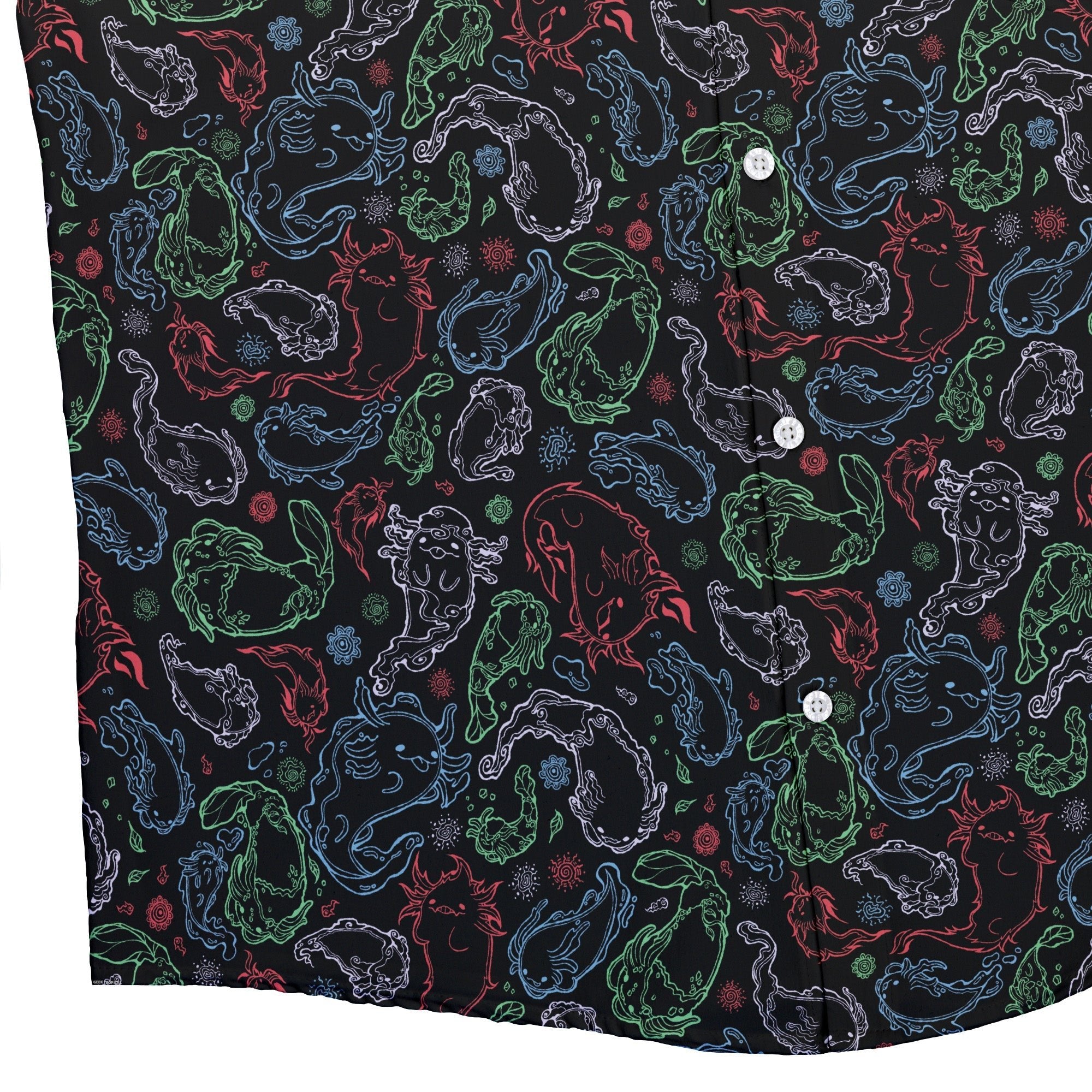 Axolotl Avatar State Button Up Shirt Geek Nerd adult sizing anime Design by Ardi Tong