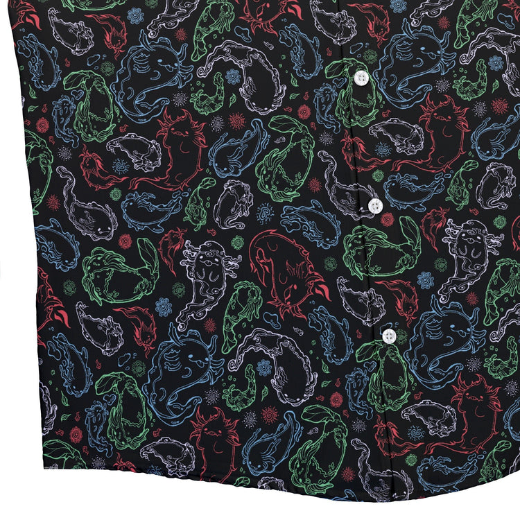 Axolotl Avatar State Button Up Shirt Geek Nerd adult sizing anime Design by Ardi Tong