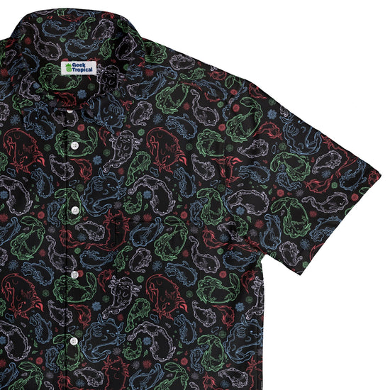 Axolotl Avatar State Button Up Shirt Geek Nerd adult sizing anime Design by Ardi Tong