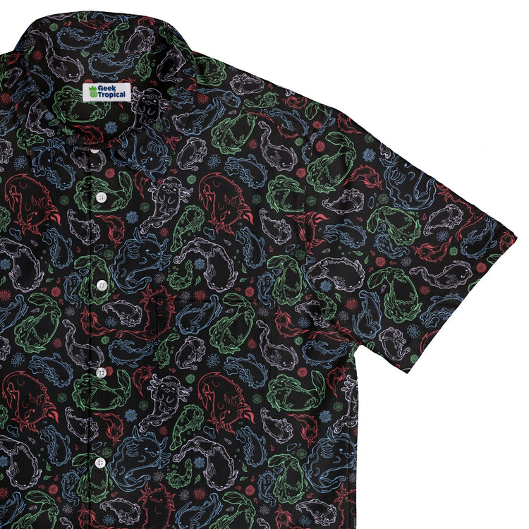 Axolotl Avatar State Button Up Shirt Geek Nerd adult sizing anime Design by Ardi Tong