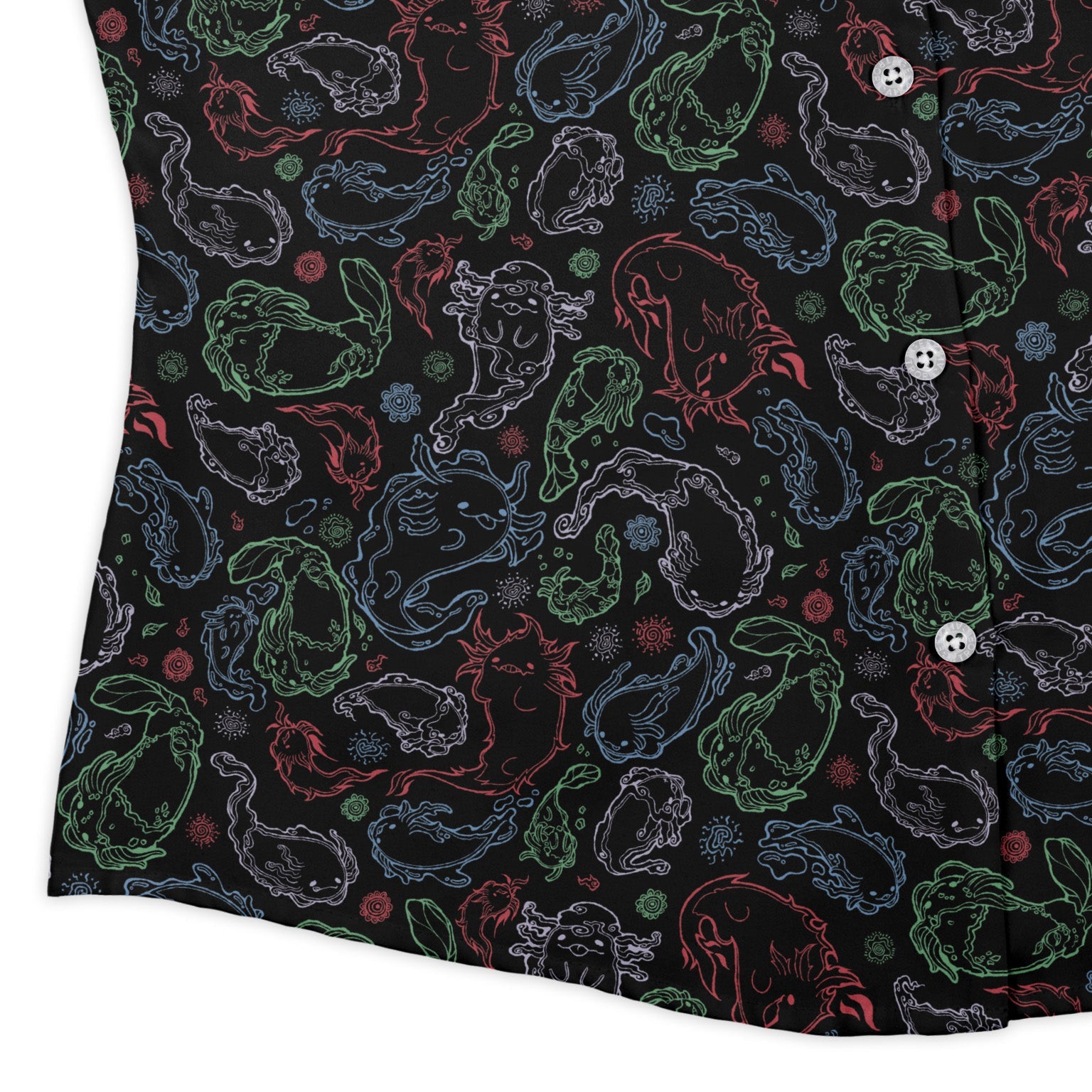 Axolotl Avatar State Curvy Button Up Shirt Geek Nerd anime Design by Ardi Tong q225