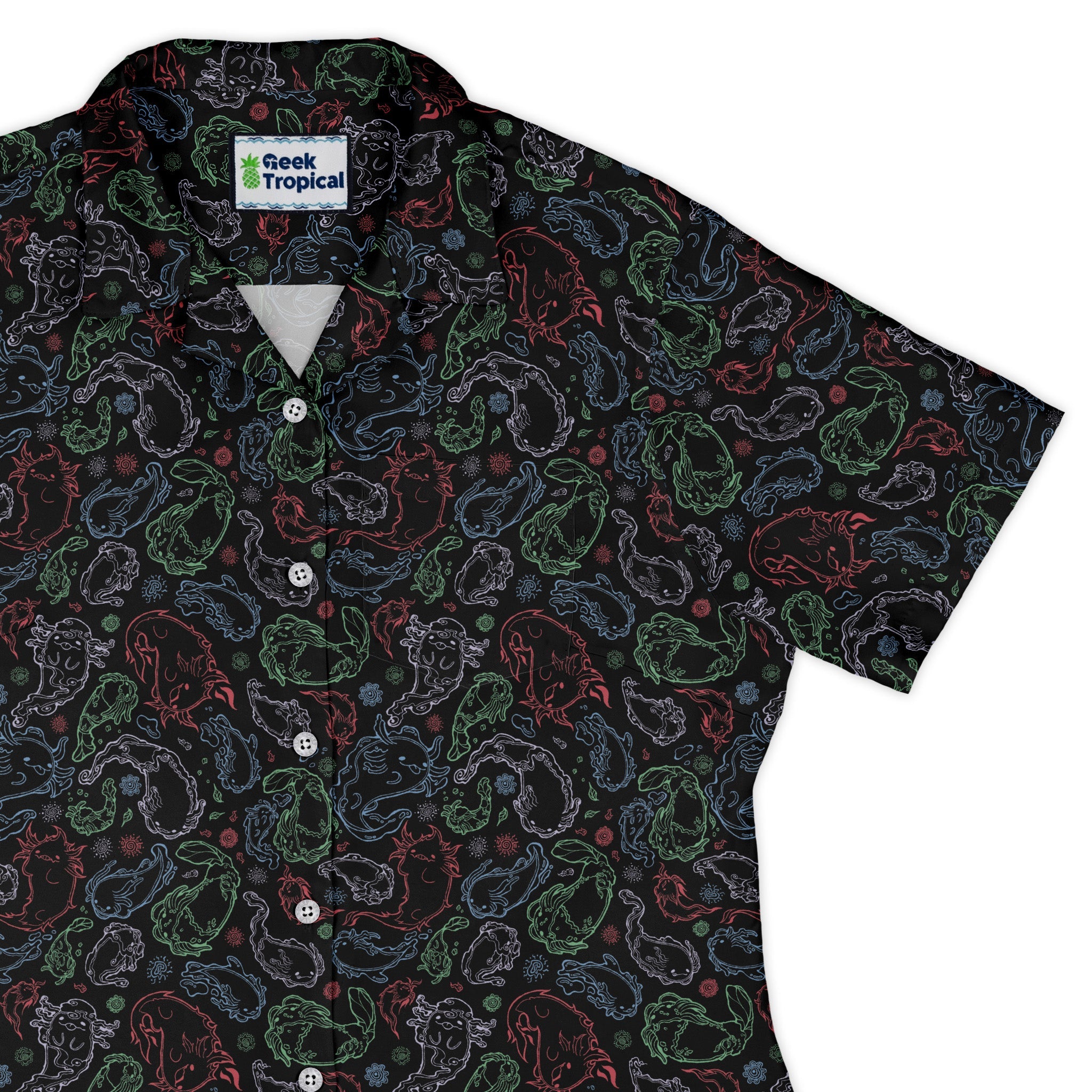 Axolotl Avatar State Curvy Button Up Shirt Geek Nerd anime Design by Ardi Tong q225