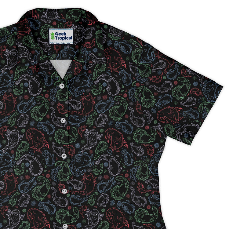 Axolotl Avatar State Curvy Button Up Shirt Geek Nerd anime Design by Ardi Tong q225