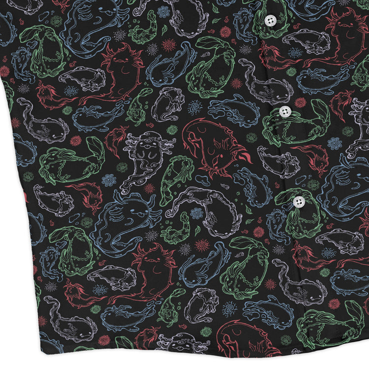 Axolotl avatar state Long Sleeve Button Up Shirt Geek Nerd adult sizing anime Design by Ardi Tong