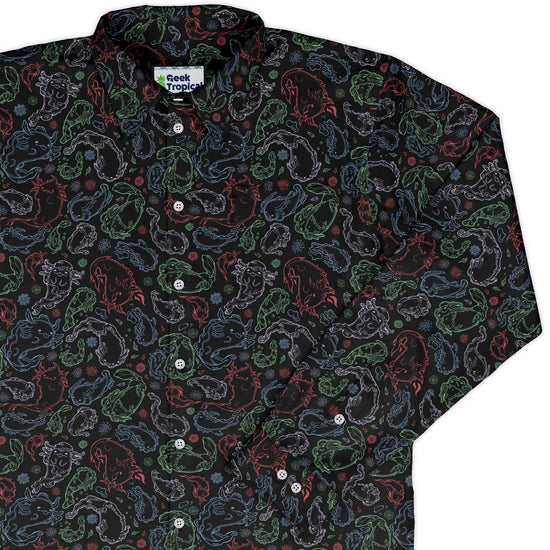 Axolotl avatar state Long Sleeve Button Up Shirt Geek Nerd adult sizing anime Design by Ardi Tong