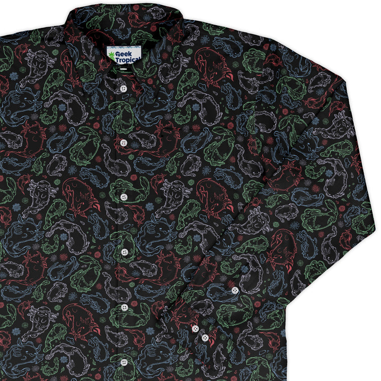 Axolotl avatar state Long Sleeve Button Up Shirt Geek Nerd adult sizing anime Design by Ardi Tong