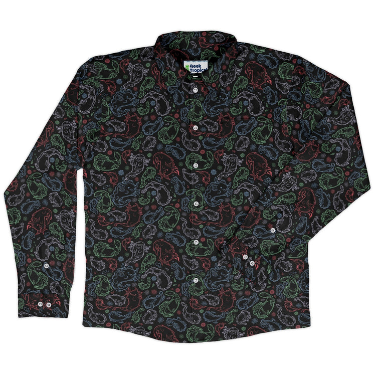 Axolotl avatar state Long Sleeve Button Up Shirt Geek Nerd adult sizing anime Design by Ardi Tong