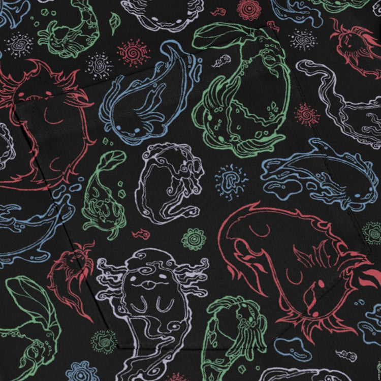Axolotl avatar state Long Sleeve Button Up Shirt Geek Nerd adult sizing anime Design by Ardi Tong
