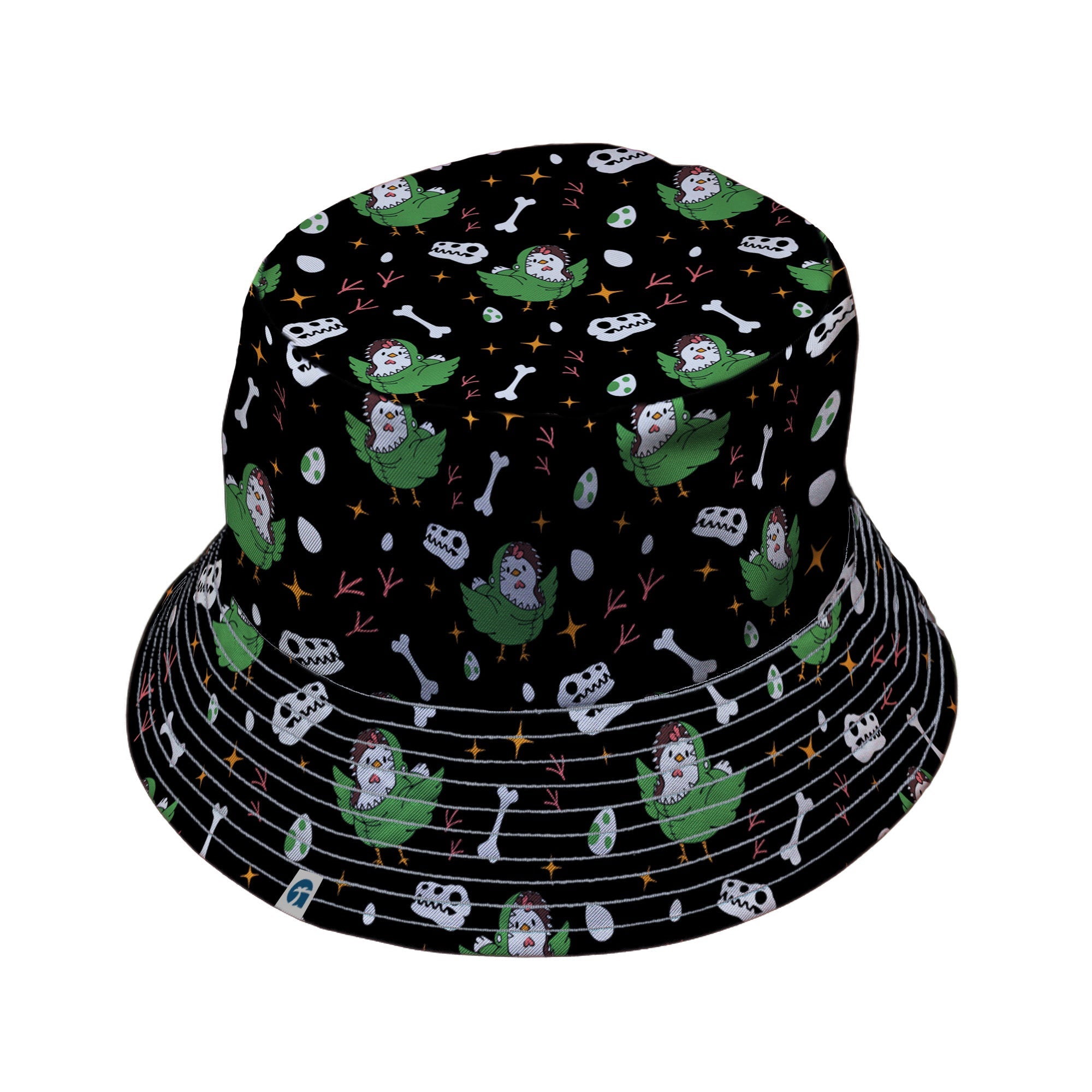 Chickenossauro Rex Bucket Hat Geek Nerd Design by Tobe Fonseca dinosaur print lx - B