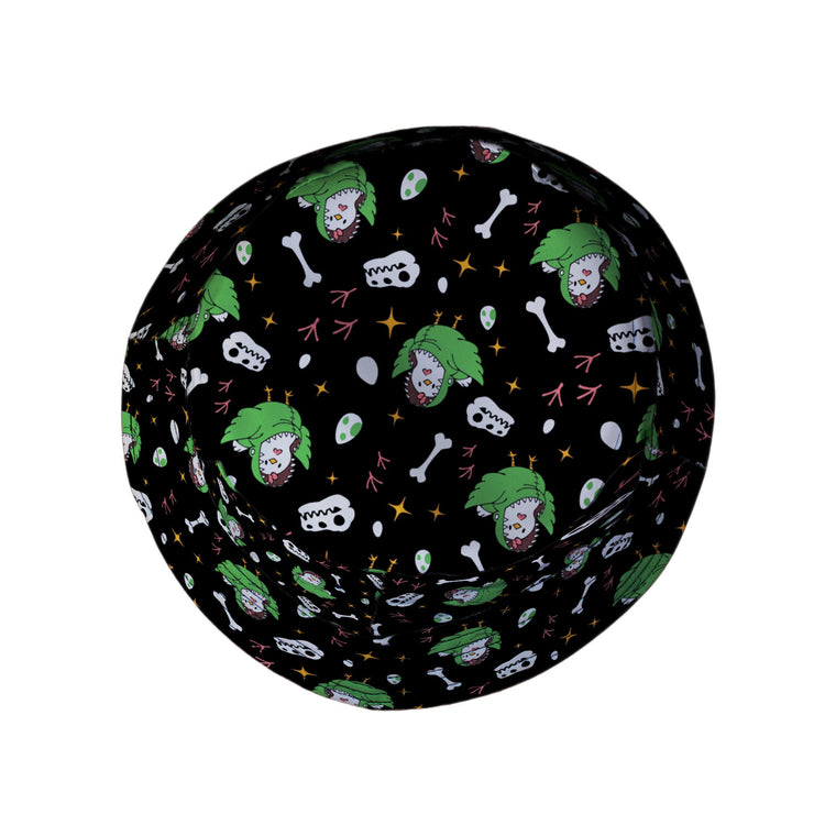Chickenossauro Rex Bucket Hat Geek Nerd Design by Tobe Fonseca dinosaur print lx - B
