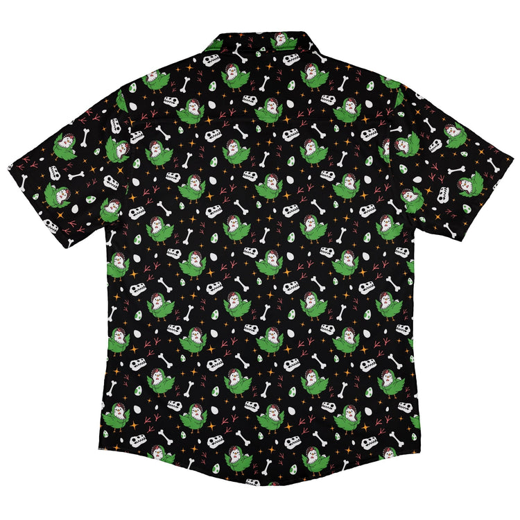 Chickenossauro Rex Button Up Shirt Geek Nerd adult sizing Design by Tobe Fonseca dinosaur print