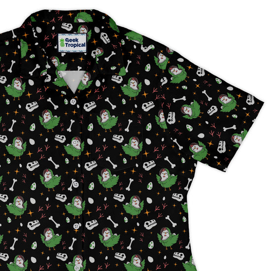 Chickenossauro Rex Curvy Button Up Shirt Geek Nerd Design by Tobe Fonseca dinosaur print q225
