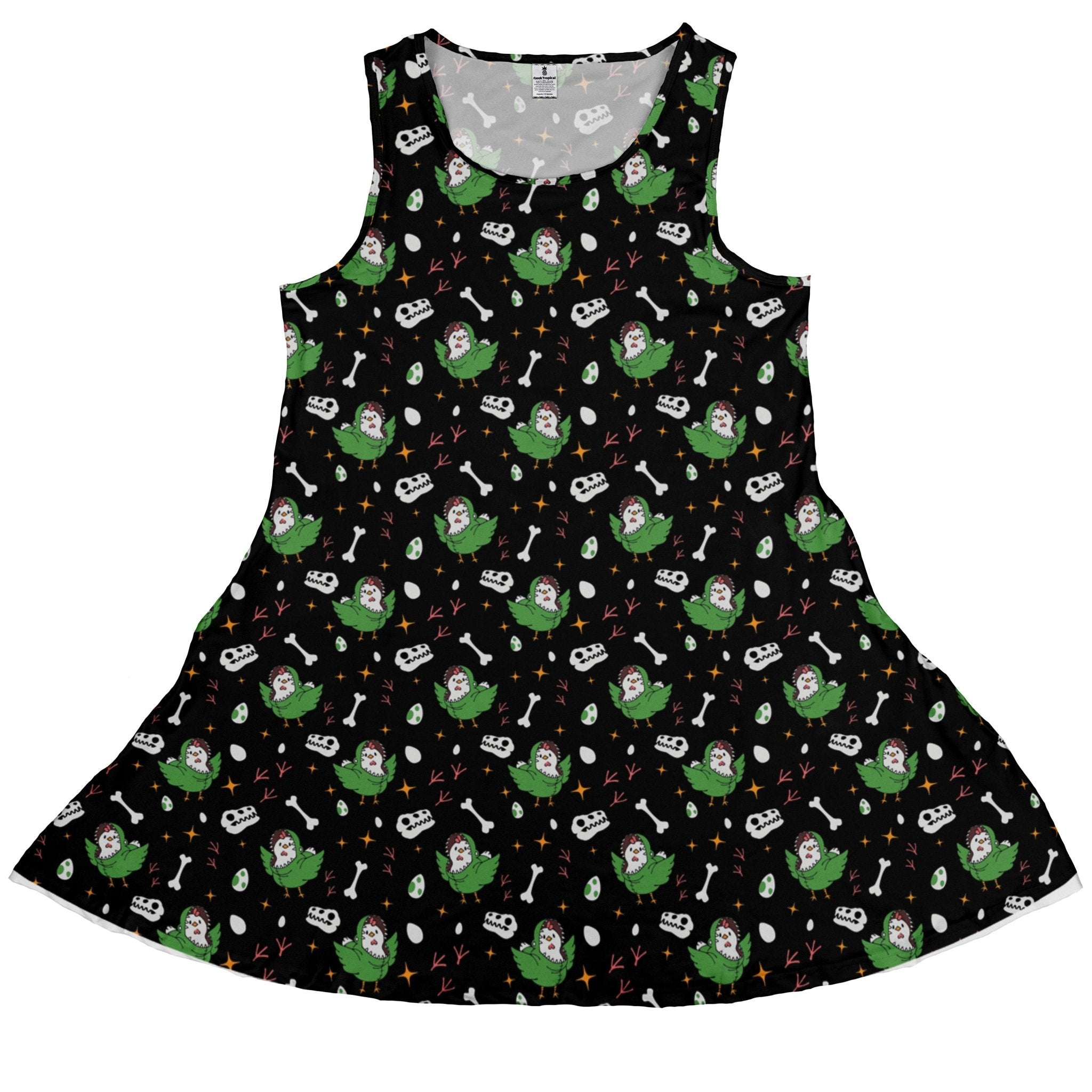 Chickenossauro Rex Dress Geek Nerd Design by Tobe Fonseca dinosaur print lx - C
