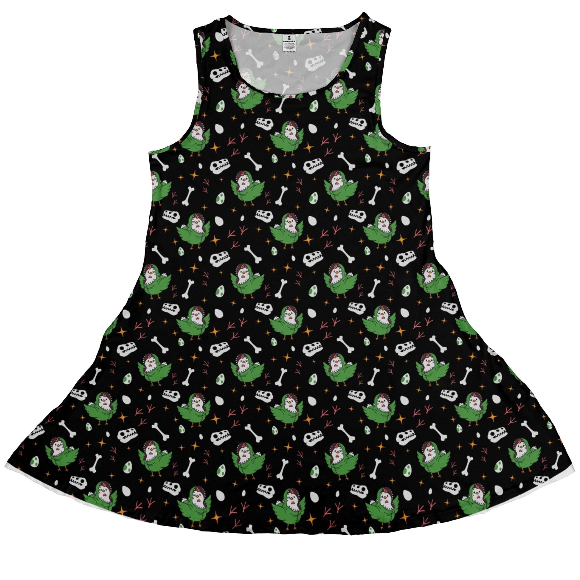 Chickenossauro Rex Dress Geek Nerd Design by Tobe Fonseca dinosaur print lx - C