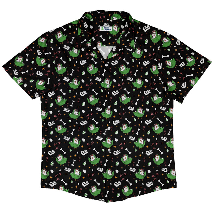 Chickenossauro Rex Button Up Shirt Geek Nerd adult sizing Design by Tobe Fonseca dinosaur print