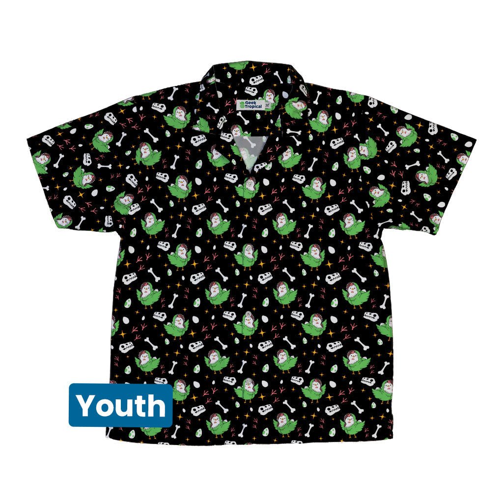 Chickenossauro Rex Youth Hawaiian Shirt Geek Nerd Design by Tobe Fonseca dinosaur print q225