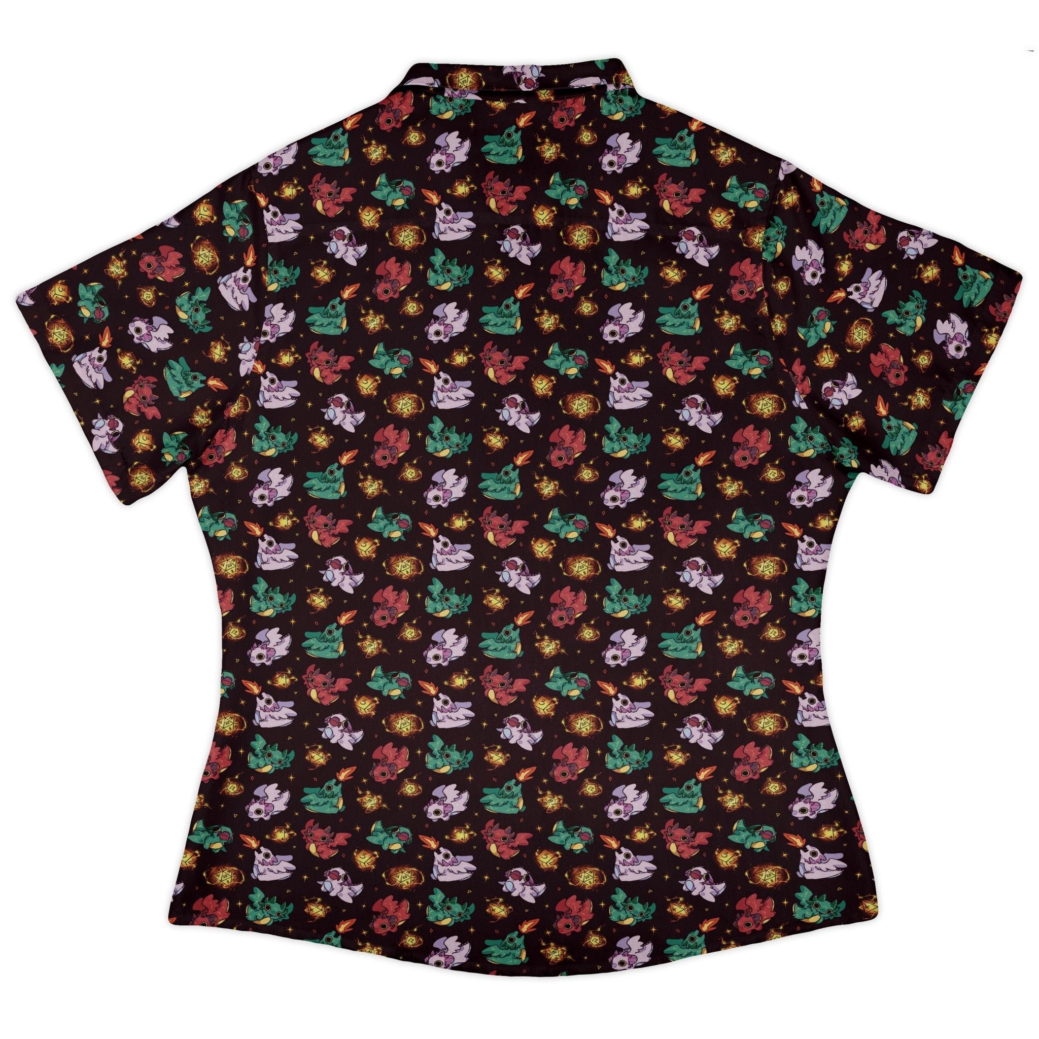 Baby Dragon Familiars Curvy Button Up Shirt Geek Nerd Design by Ardi Tong dnd & rpg print q225