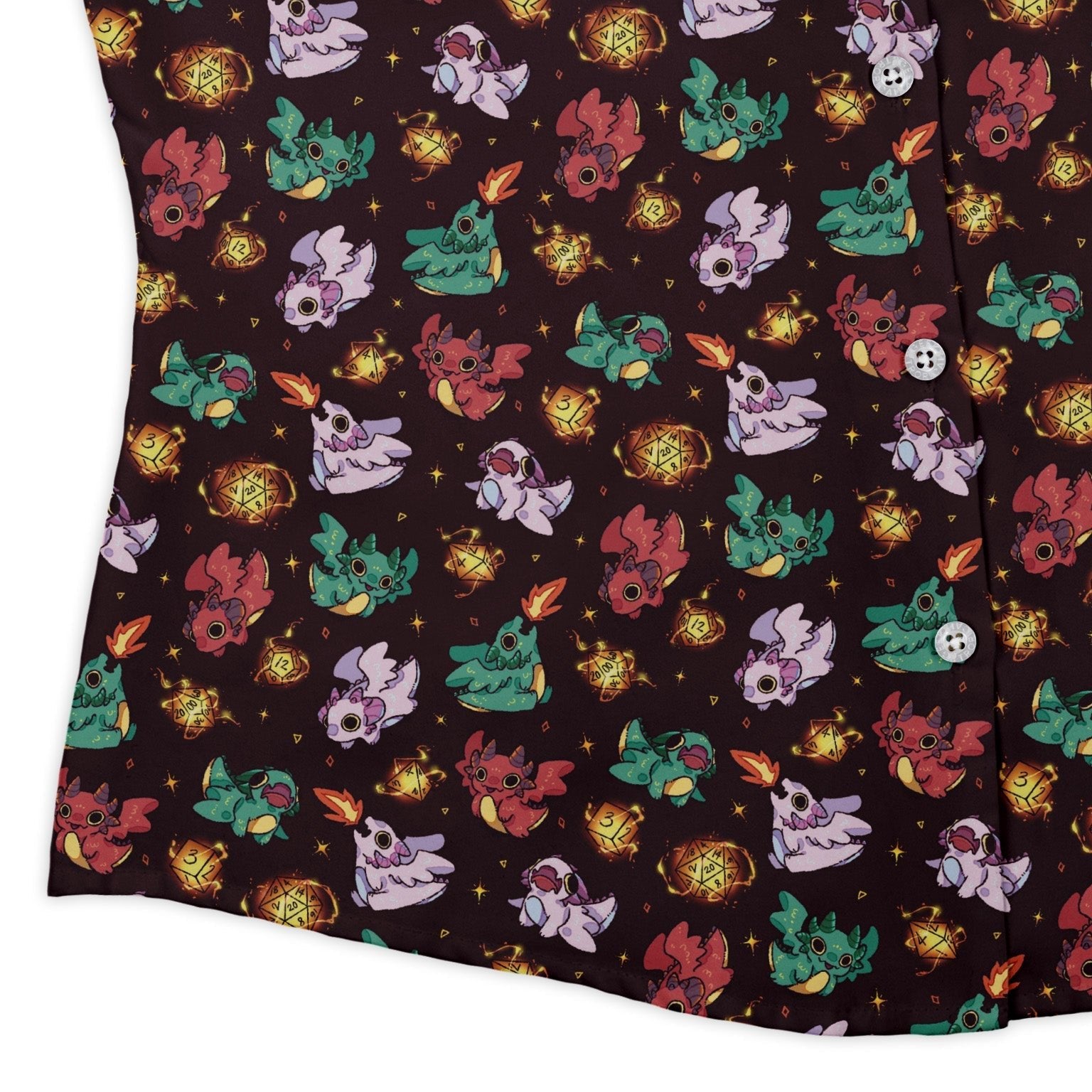 Baby Dragon Familiars Curvy Button Up Shirt Geek Nerd Design by Ardi Tong dnd & rpg print q225