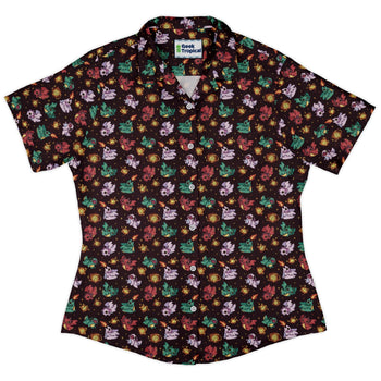 Baby Dragon Familiars Curvy Button Up Shirt Geek Nerd Design by Ardi Tong dnd & rpg print q225