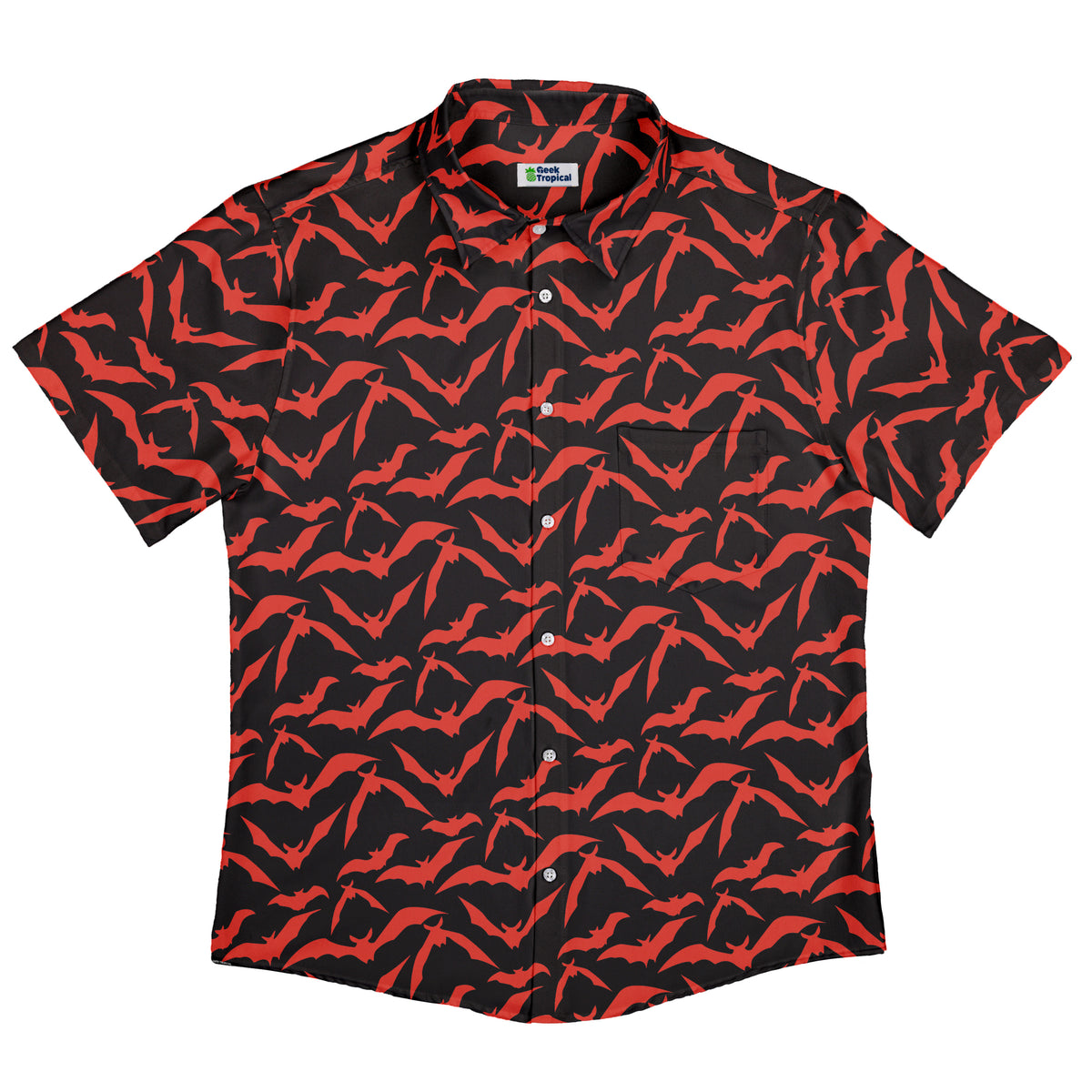 Bat Swarm Button Up Shirt Flat Front