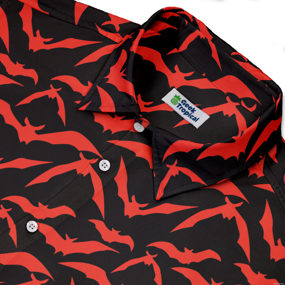 Bat Swarm Button Up Shirt Neck