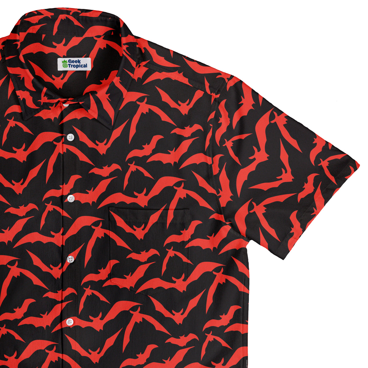 Bat Swarm Button Up Shirt Top Corner