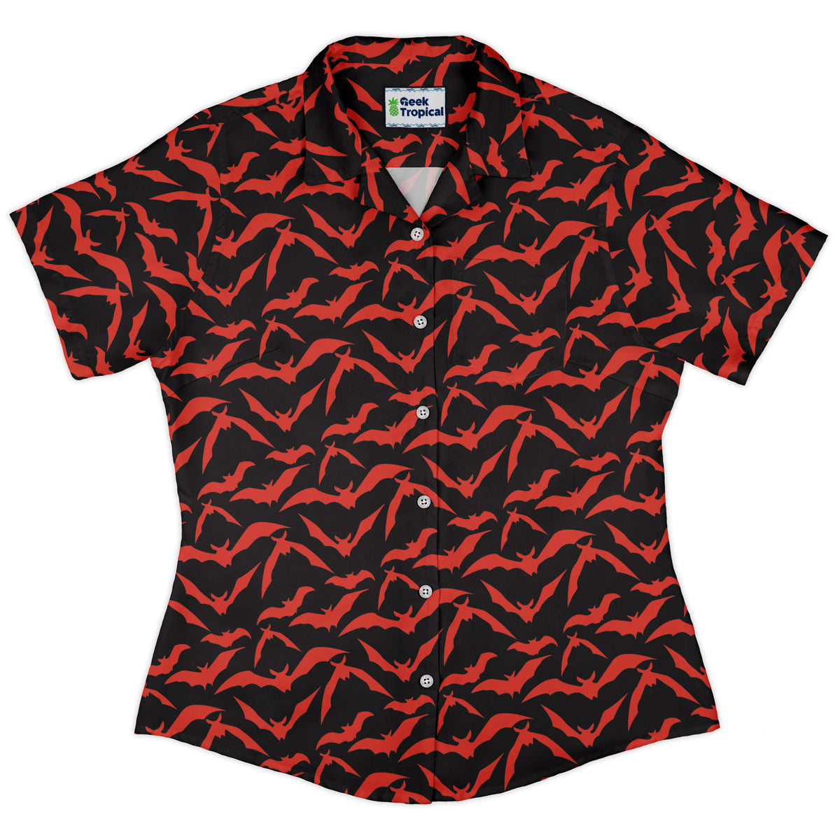 Bat Swarm Curvy Button Up Shirt womens front