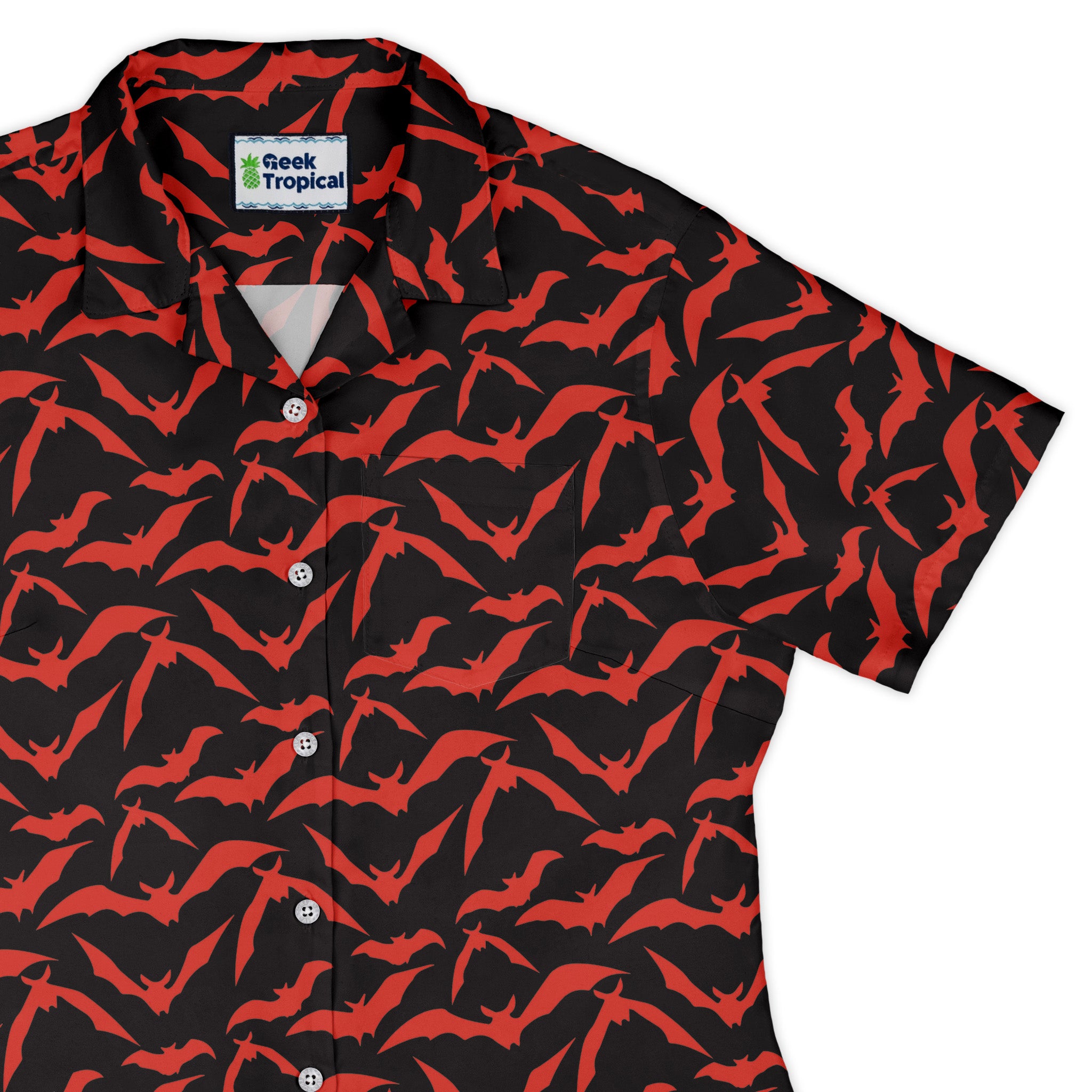 Bat Swarm Curvy Button Up Shirt womens top right