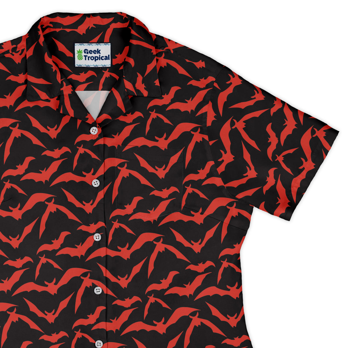 Bat Swarm Curvy Button Up Shirt womens top right
