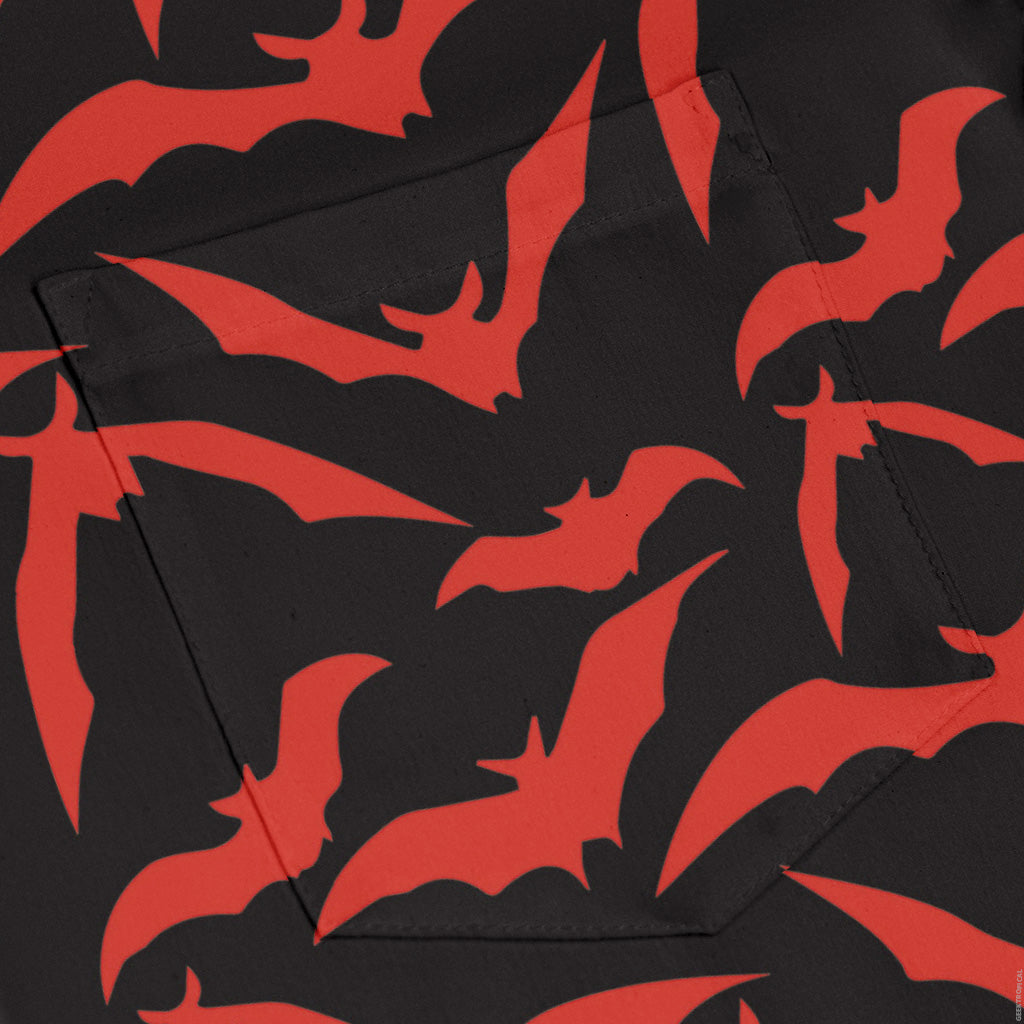 Bat Swarm Long Sleeve Button Up Shirt pocket