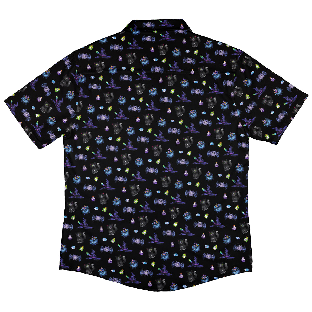 Bats Cats Hats Button Up Shirt Back