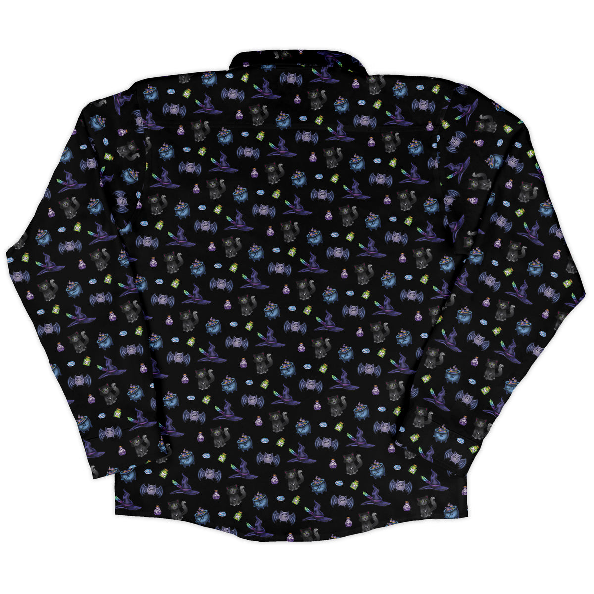 Bats Cats Hats Long Sleeve Button Up Shirt Old Long Sleeve Button Up Shirt back