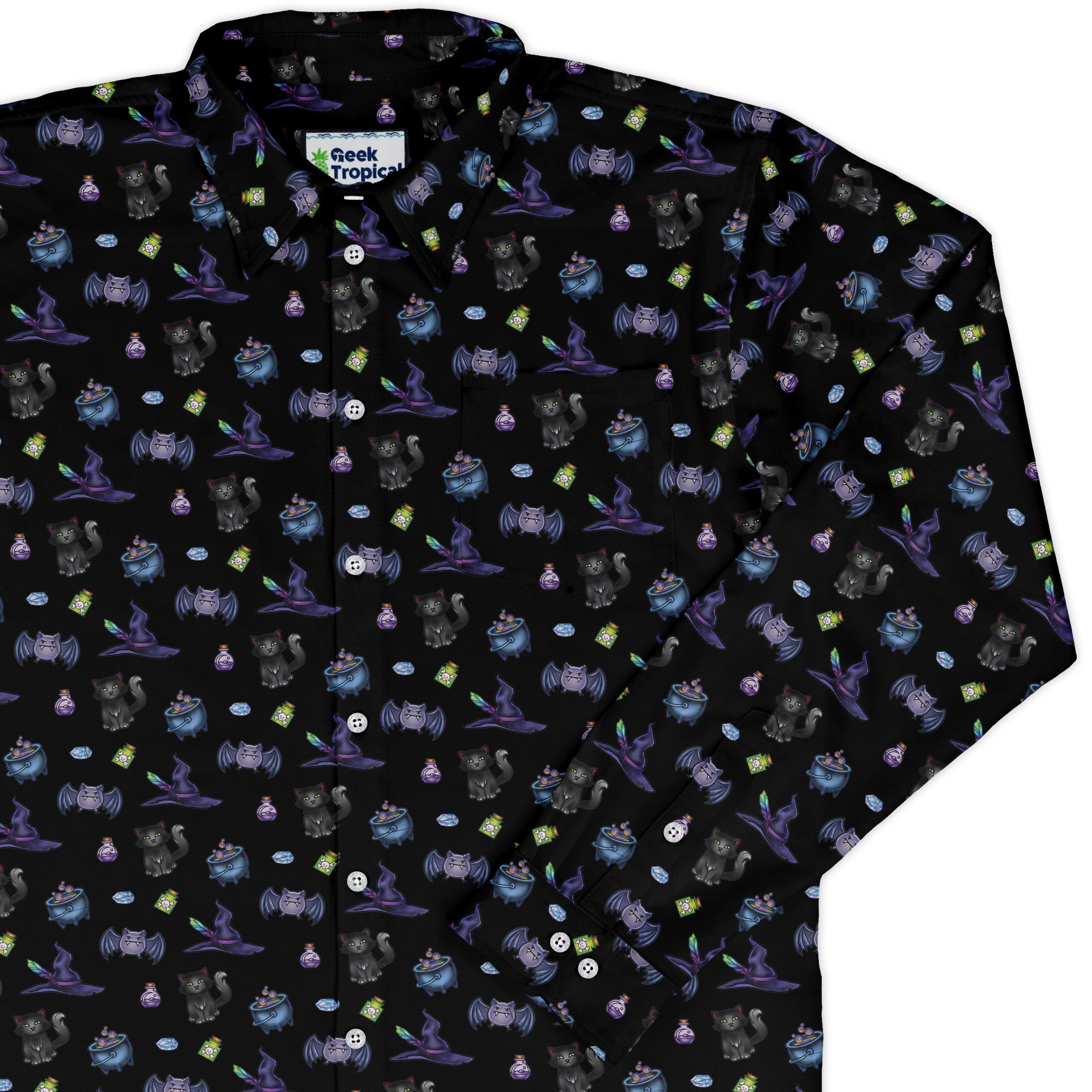 Bats Cats Hats Long Sleeve Button Up Shirt Old Long Sleeve Button Up Shirt cover