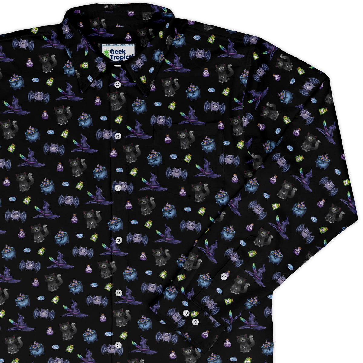 Bats Cats Hats Long Sleeve Button Up Shirt Old Long Sleeve Button Up Shirt cover
