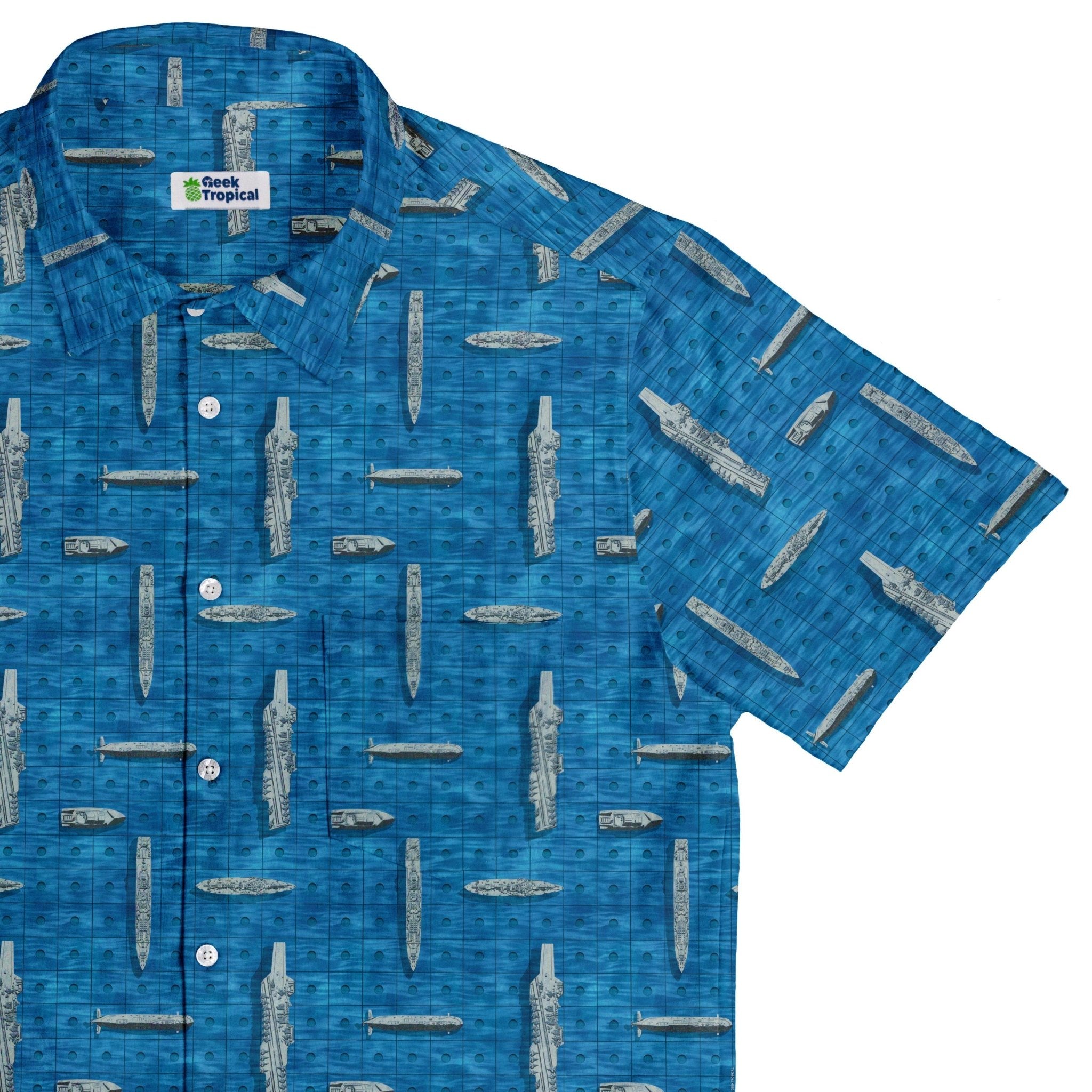 Battleship Button Up Shirt - adult sizing - board game print - Designs by Nathan