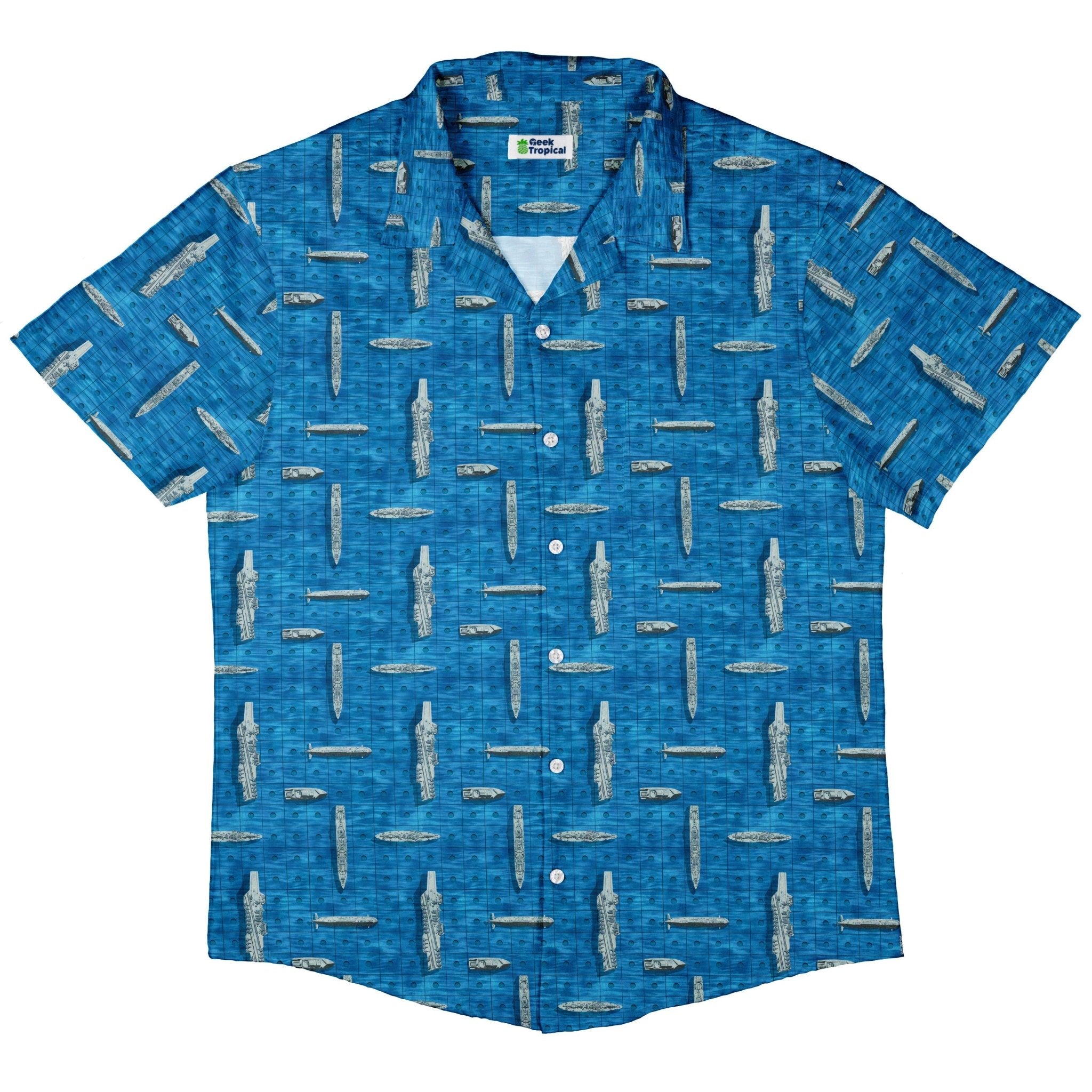 Battleship Button Up Shirt - adult sizing - board game print - Designs by Nathan