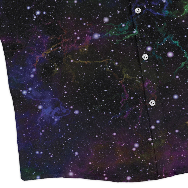 Beautiful Nebula Outer Space Long Sleeve Button Up Shirt Geek Nerd adult sizing FLOW DESC WRITING outer space & astronaut print