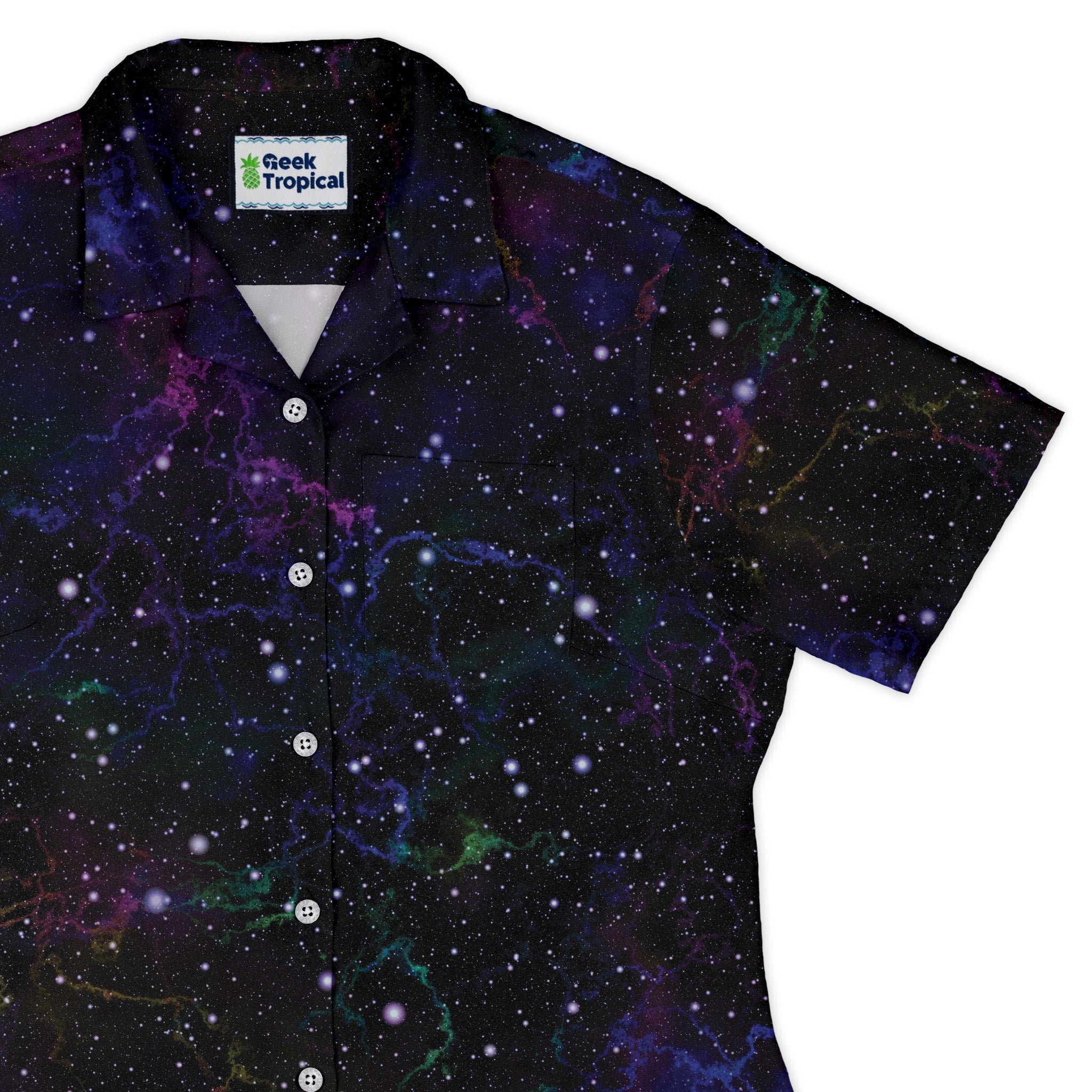 Beautiful Nebula Outer Space Curvy Button Up Shirt Geek Nerd outer space & astronaut print women