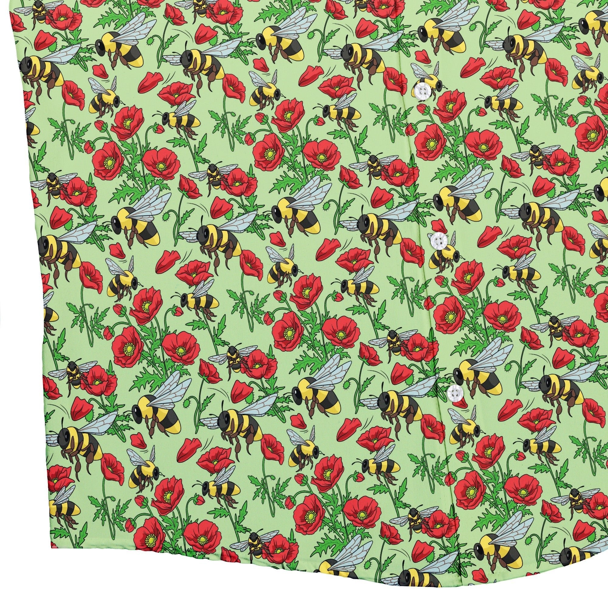 Bee - autiful Garden Button Up Shirt Geek Nerd adult sizing botany print Design by Julie Kitzes